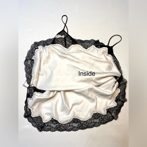 Victoria's Secret white babydoll top with black lace - Picture 6 of 7